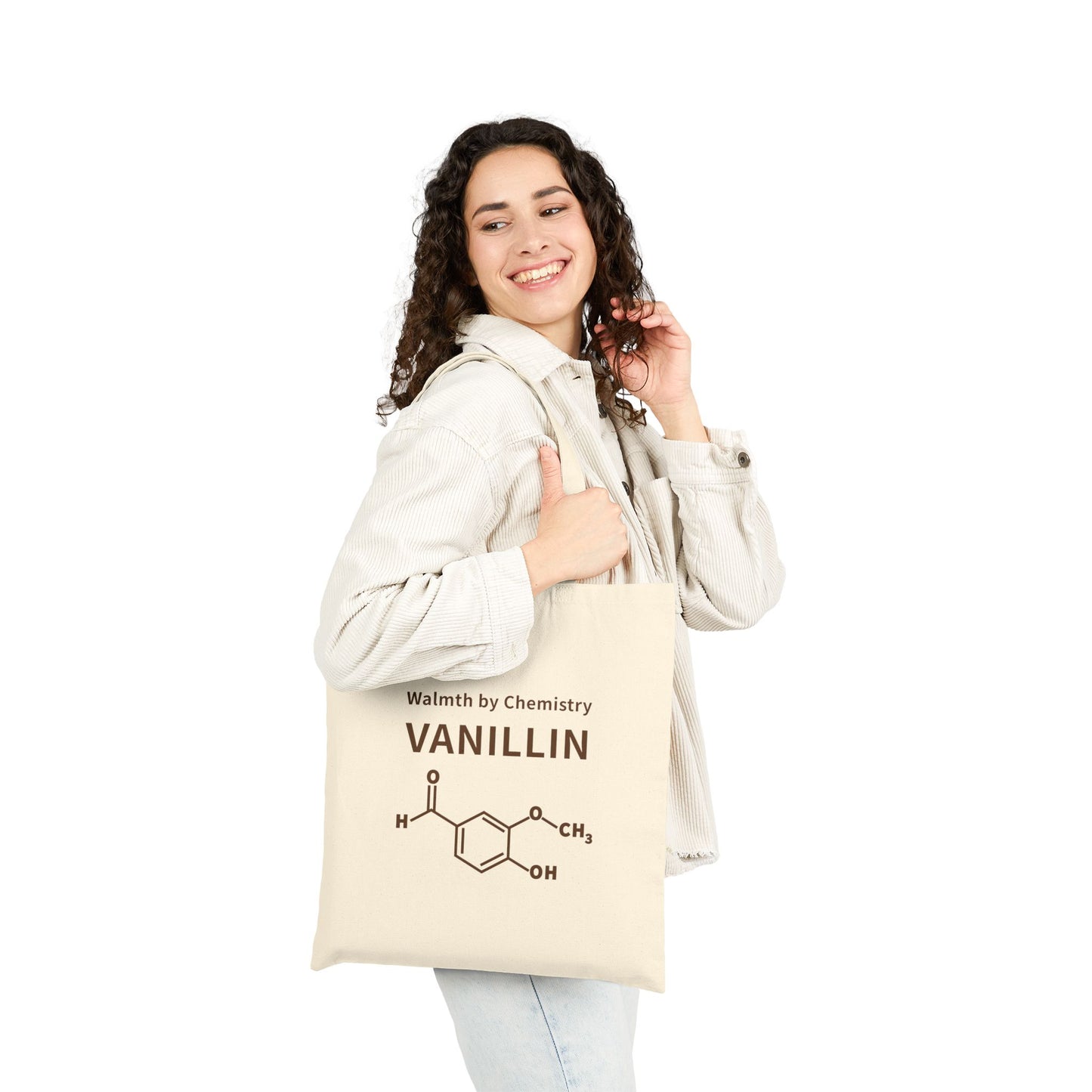 Vanillin Chemistry Tote Bag — ‘Vanillin’ Molecular Structure Canvas Tote