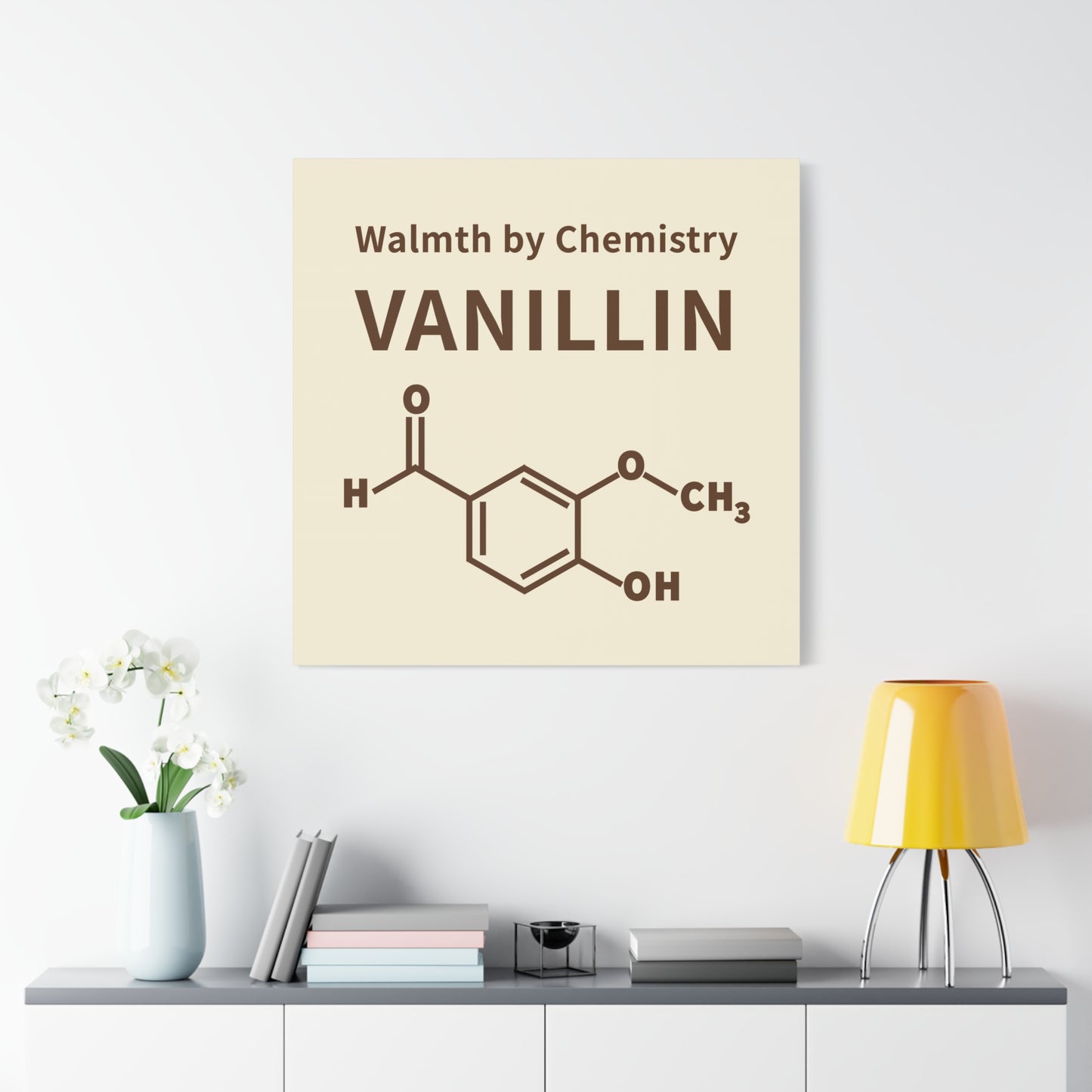 Vanillin Chemistry Canvas Art — 'Warmth by Chemistry' Molecular Wall Decor
