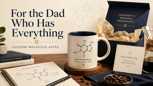 Custom molecule gift for dad featuring a personalized science-inspired mug design