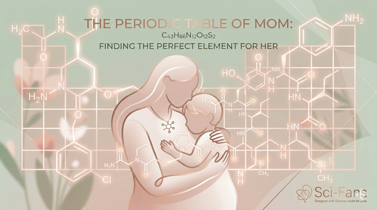 Minimalist oxytocin molecule illustration mother and child hug science of bonding - Sci-Fans blog cover