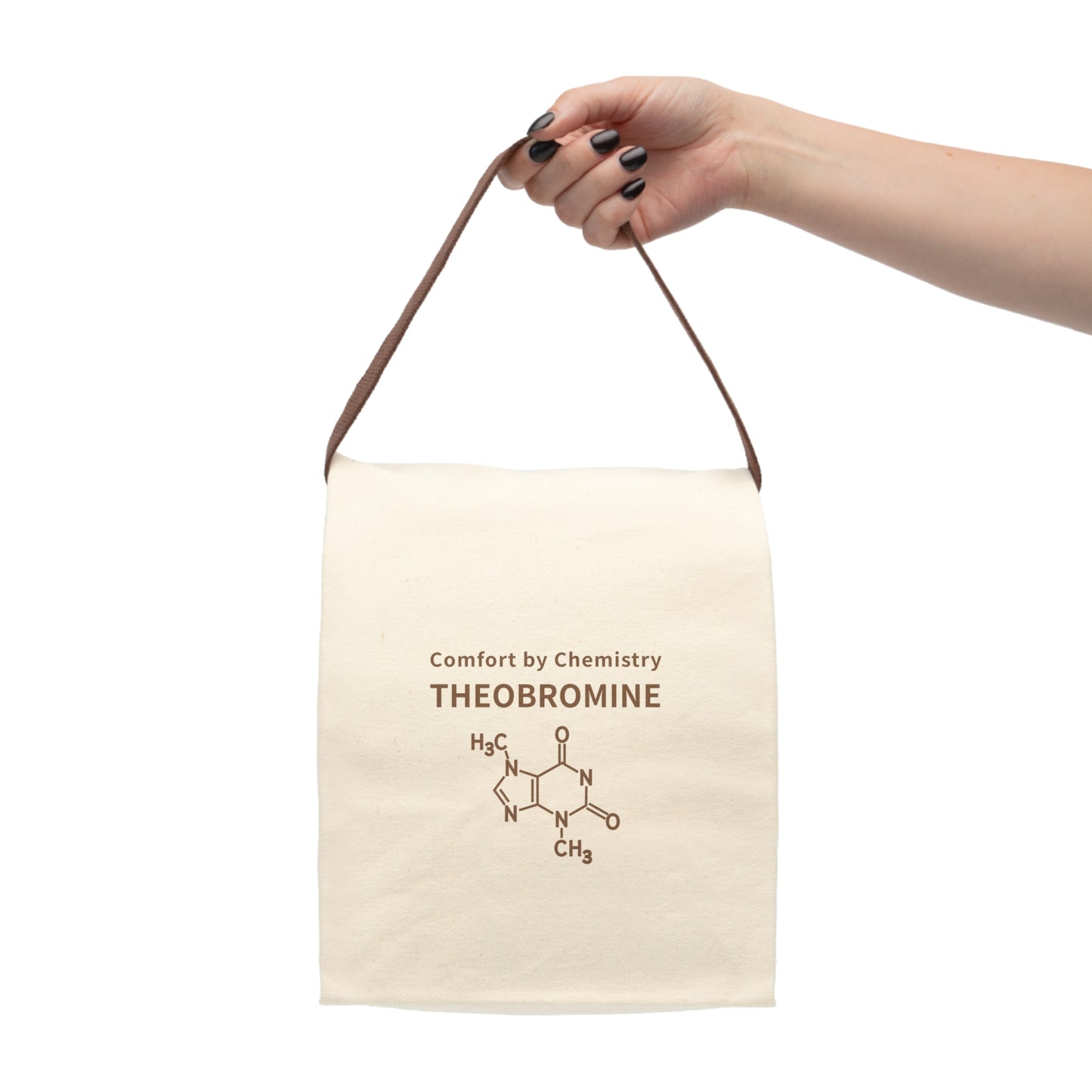 Canvas Lunch Bag — 'Theobromine' Chemistry Design (Insulated, Strap Handle)