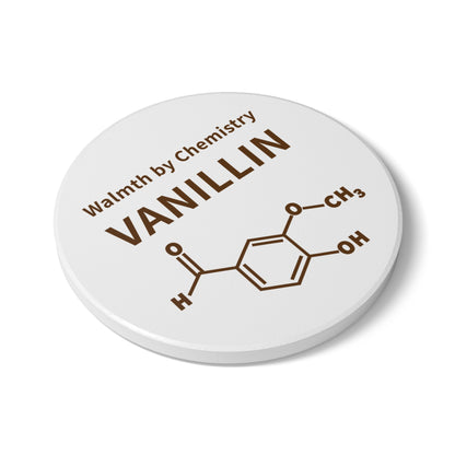 Vanillin Molecule Ceramic Coaster – "Warmth by Chemistry" Science Coffee Coaster