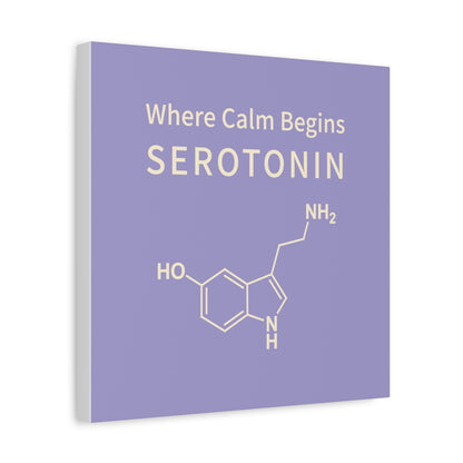 Serotonin Molecule Canvas Wall Art — "Where Calm Begins" Matte Stretched Canvas