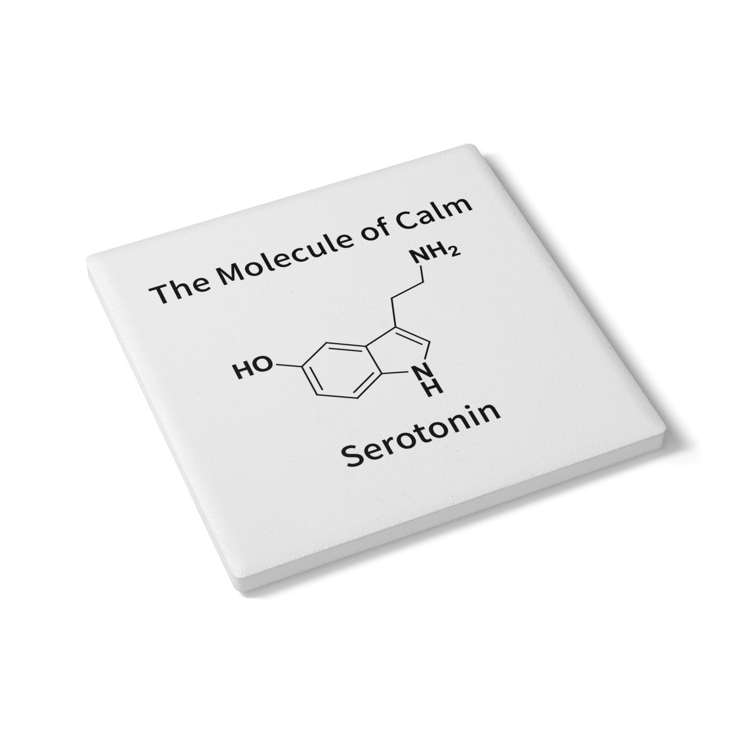 Serotonin Molecule Ceramic Coaster - The Molecule of Calm Chemistry Drink Coaster