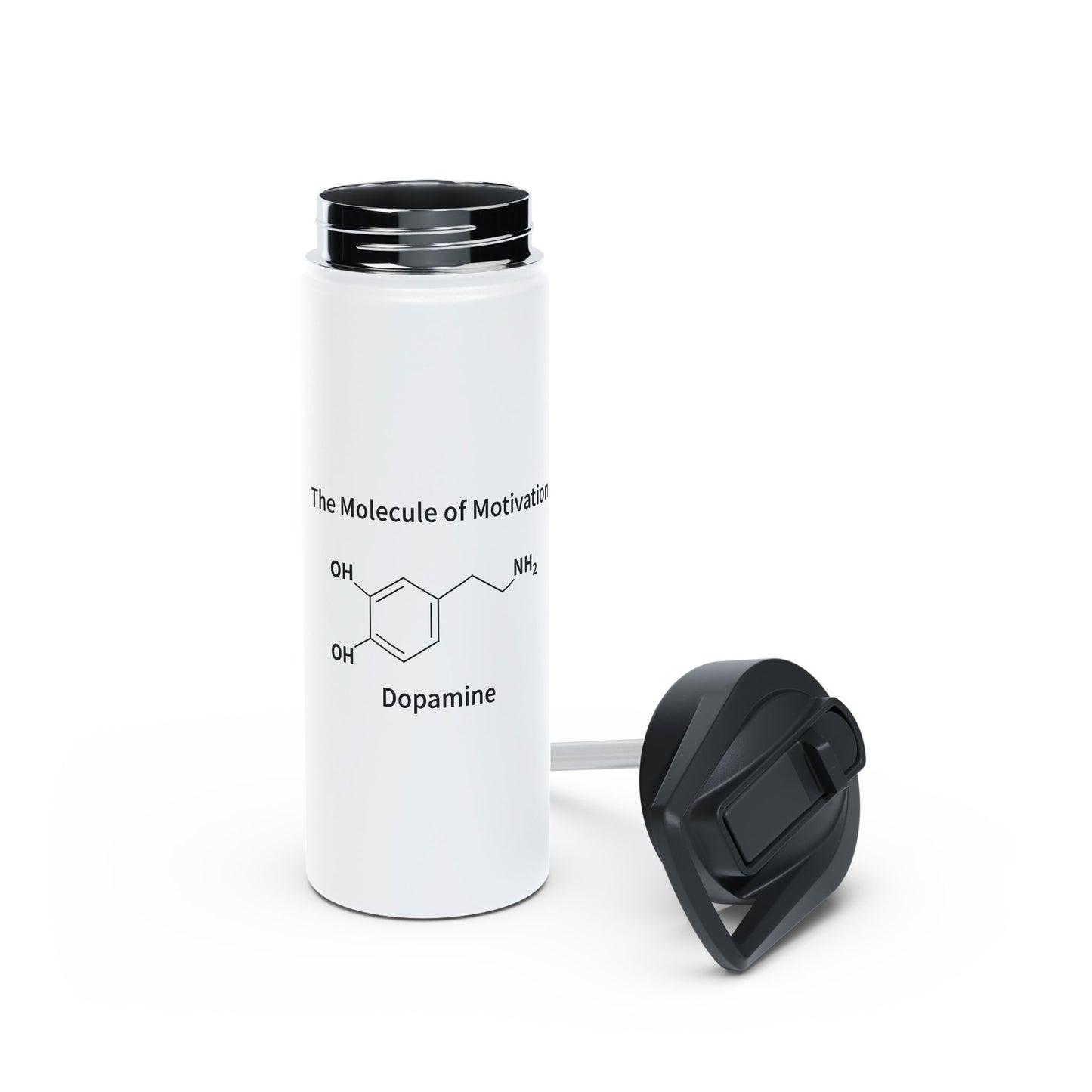 Dopamine Molecule Stainless Steel Water Bottle - The Molecule of Motivation