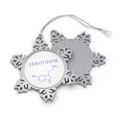 Pewter Snowflake Ornament — Serotonin Molecule Holiday Decoration