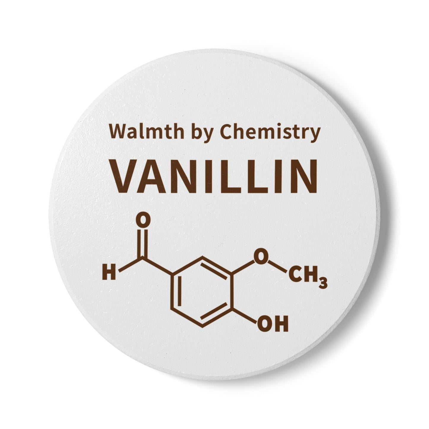 Vanillin Molecule Ceramic Coaster – "Warmth by Chemistry" Science Coffee Coaster