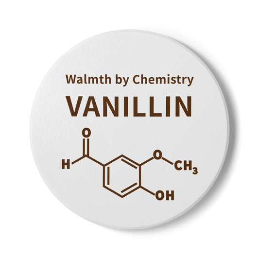 Vanillin Molecule Ceramic Coaster – "Warmth by Chemistry" Science Coffee Coaster