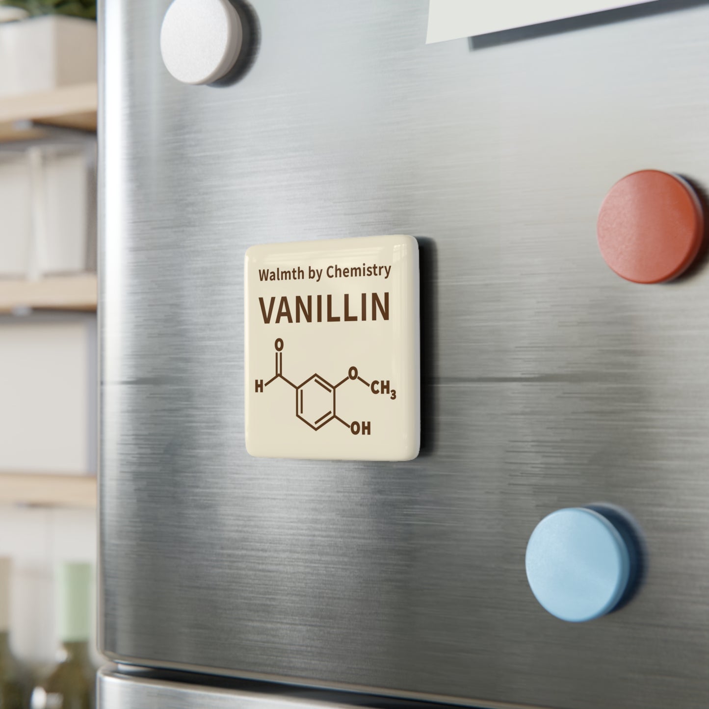 Vanillin Chemistry Porcelain Magnet — 'Warmth by Chemistry' Square Fridge Magnet