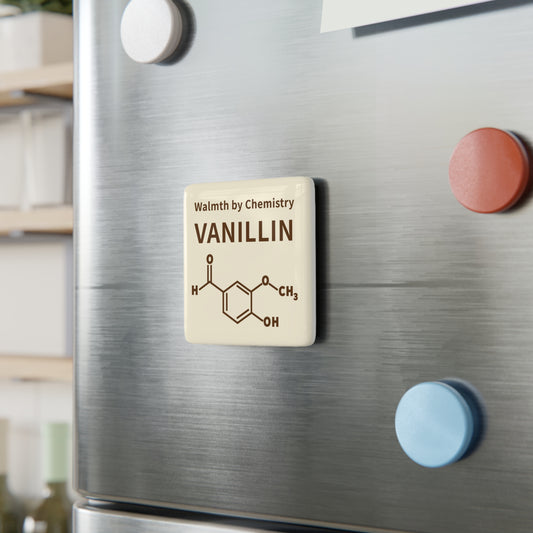 Vanillin Chemistry Porcelain Magnet — 'Warmth by Chemistry' Square Fridge Magnet