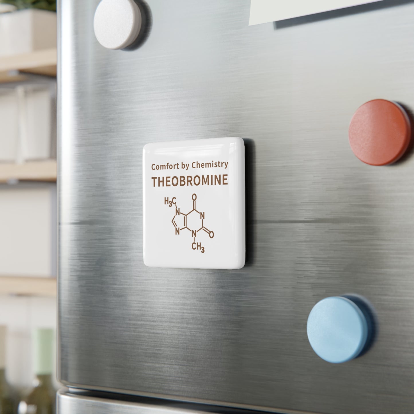 Theobromine Chemistry Magnet — "Comfort by Chemistry" Porcelain Square Magnet
