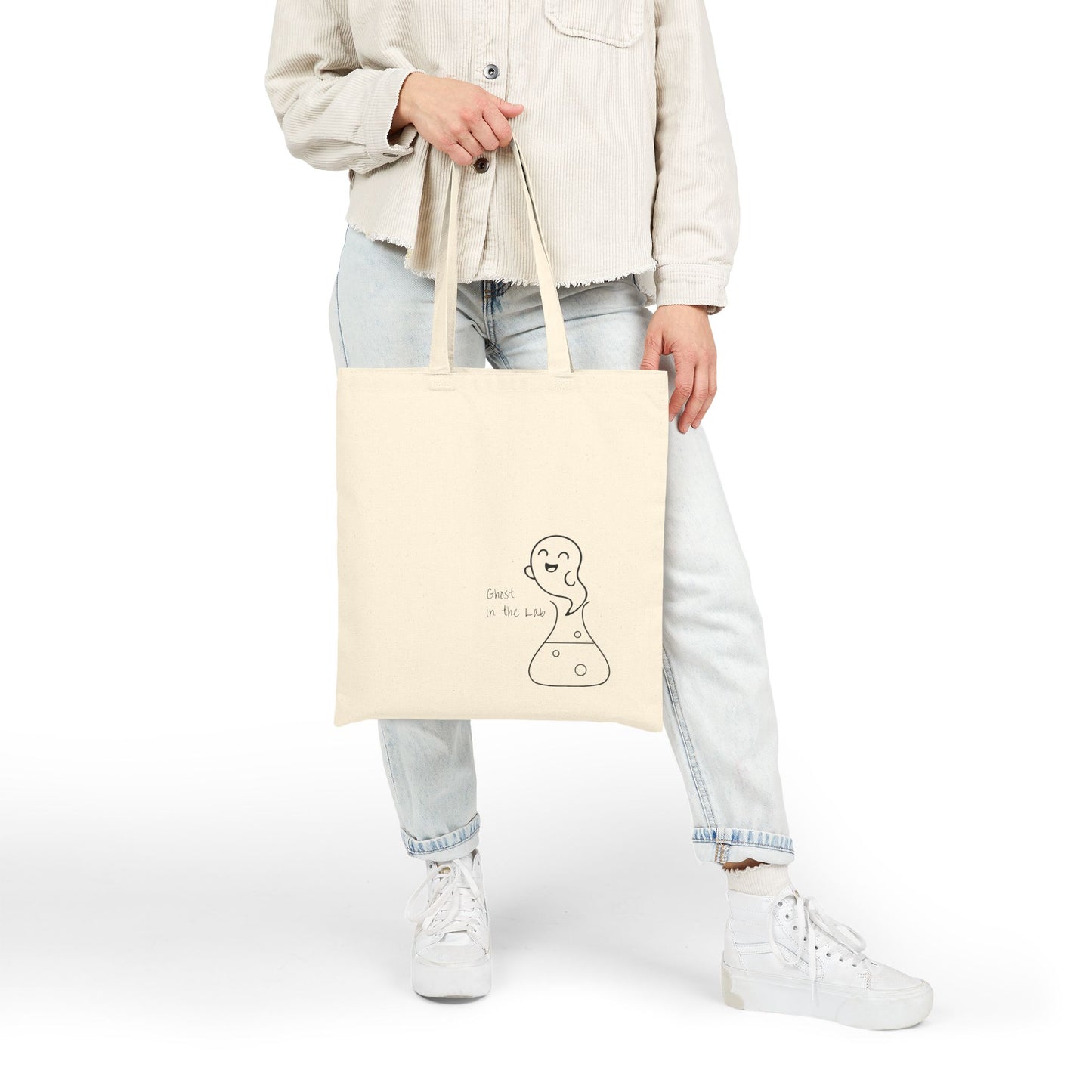 Ghost in The Lab Cotton Canvas Tote Bag, Eco-Friendly