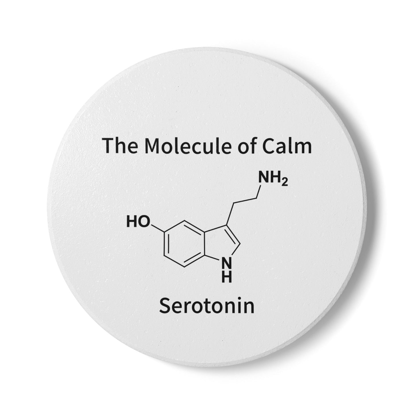 Serotonin Molecule Ceramic Coaster - The Molecule of Calm Chemistry Drink Coaster