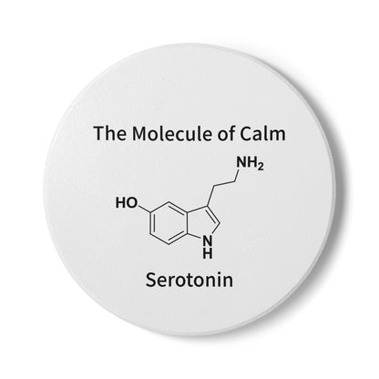 Serotonin Molecule Ceramic Coaster - The Molecule of Calm Chemistry Drink Coaster