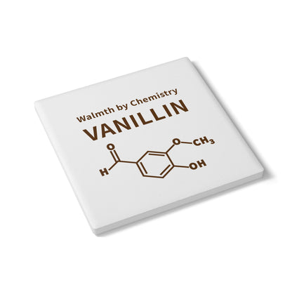 Vanillin Molecule Ceramic Coaster – "Warmth by Chemistry" Science Coffee Coaster