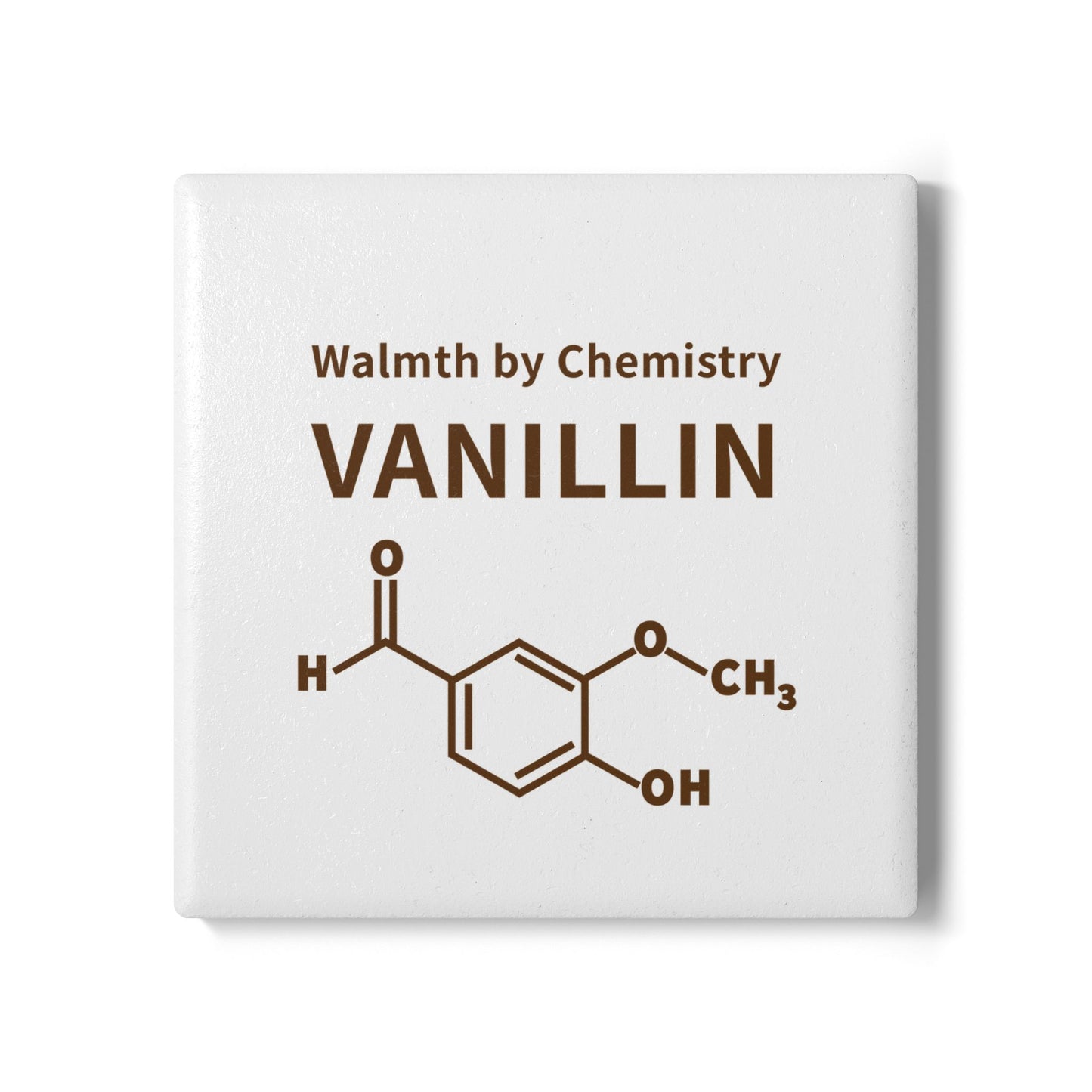 Vanillin Molecule Ceramic Coaster – "Warmth by Chemistry" Science Coffee Coaster