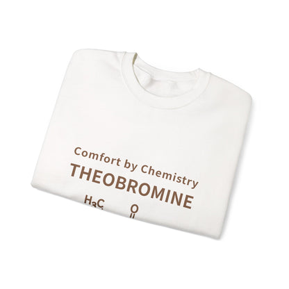 Theobromine Crewneck Sweatshirt — "Comfort by Chemistry" Chocolate Molecule Pullover