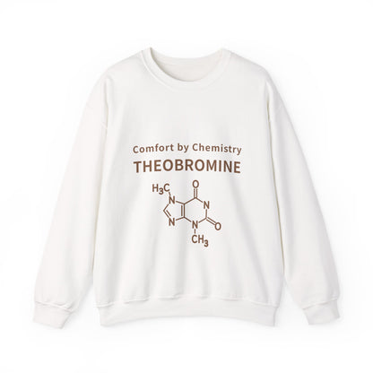 Theobromine Crewneck Sweatshirt — "Comfort by Chemistry" Chocolate Molecule Pullover