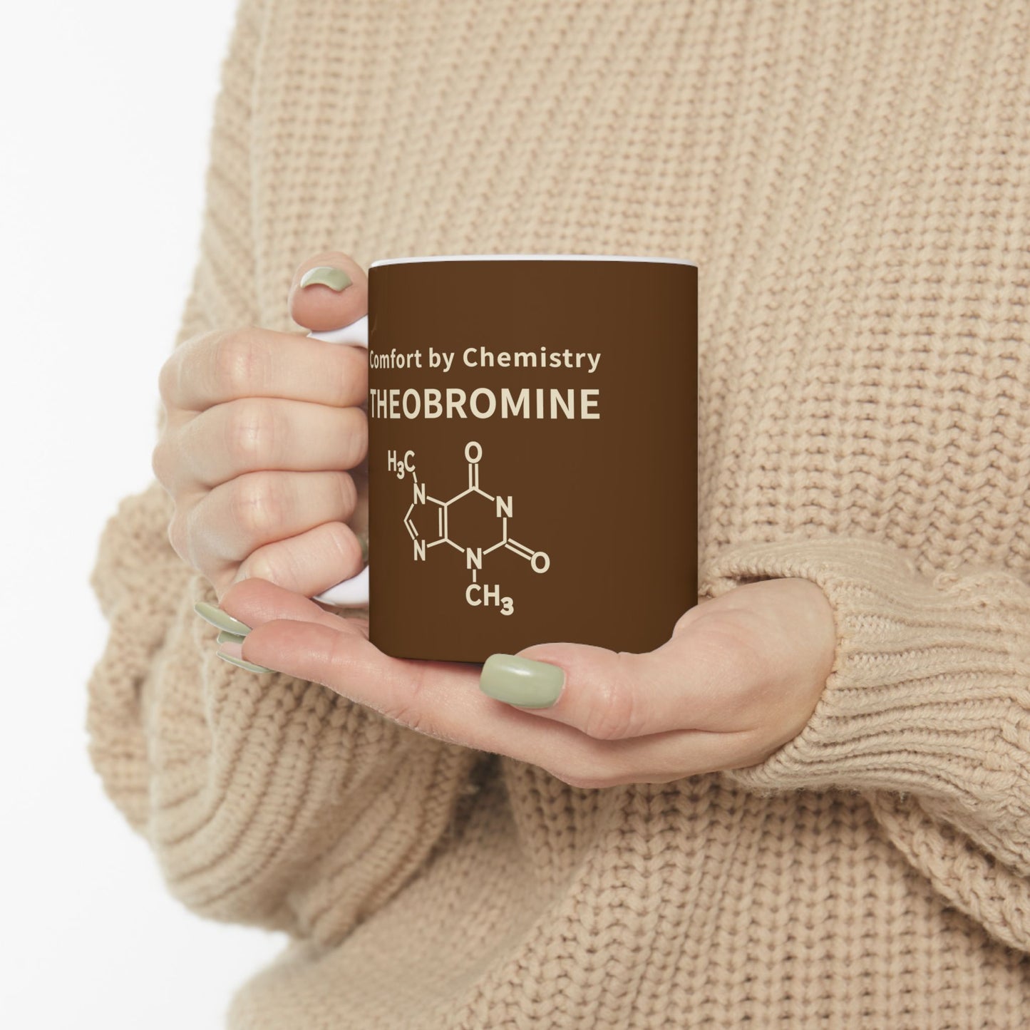 Comfort Chemistry Mug — the Theobromine Molecule Ceramic Coffee Cup (11oz/15oz)