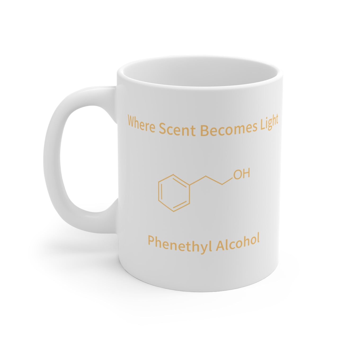 Phenethyl Alcohol Chemistry Mug - "Where Scent Becomes Light" 11oz
