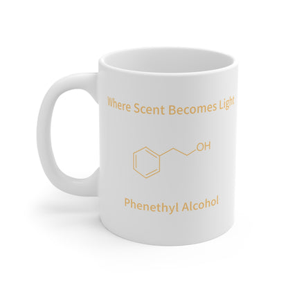 Phenethyl Alcohol Chemistry Mug - "Where Scent Becomes Light" 11oz