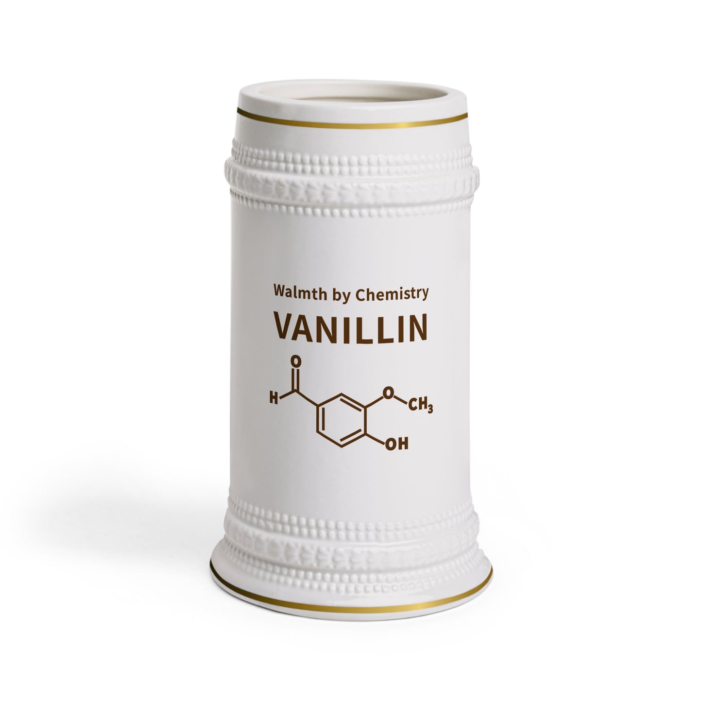 Vanillin Chemistry Stein Mug — 'Warmth by Chemistry' Molecule Stein