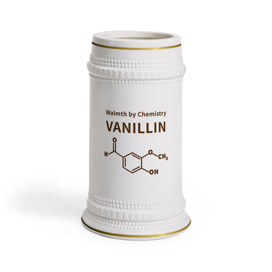 Vanillin Chemistry Stein Mug — 'Warmth by Chemistry' Molecule Stein