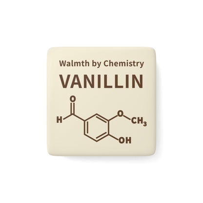 Vanillin Chemistry Porcelain Magnet — 'Warmth by Chemistry' Square Fridge Magnet