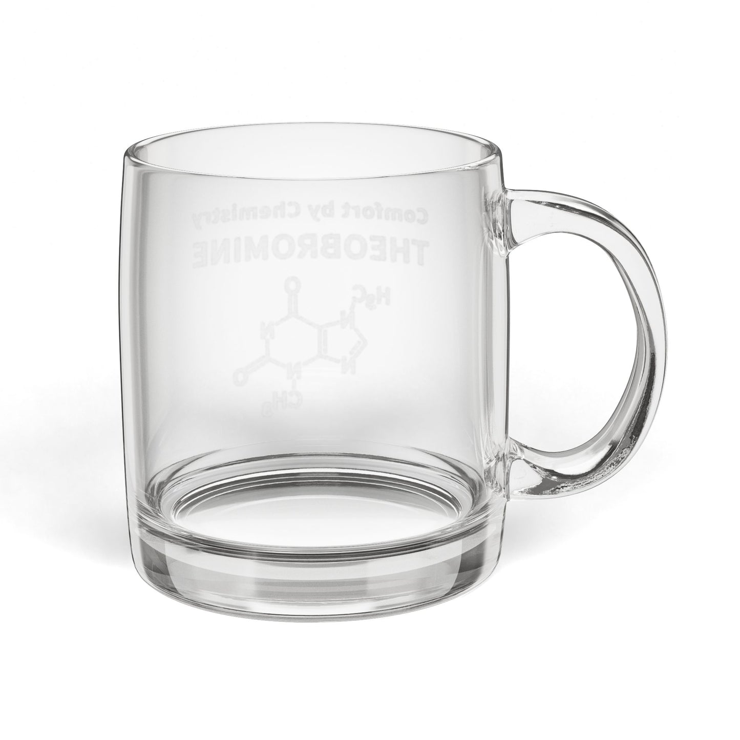 Engraved Glass Coffee Mug 12.25oz — Theobromine Chemistry Design