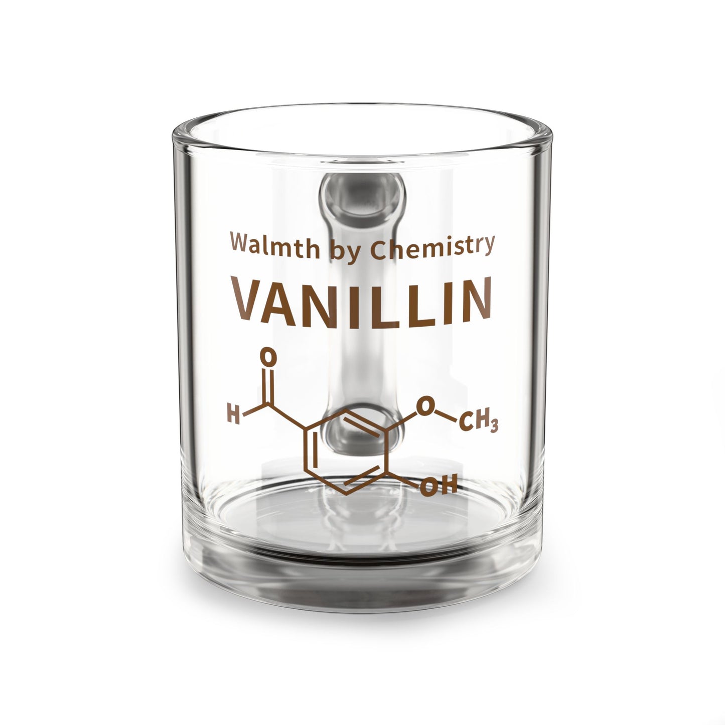 Vanillin Molecule Glass Mug — Warmth by Chemistry Coffee Cup