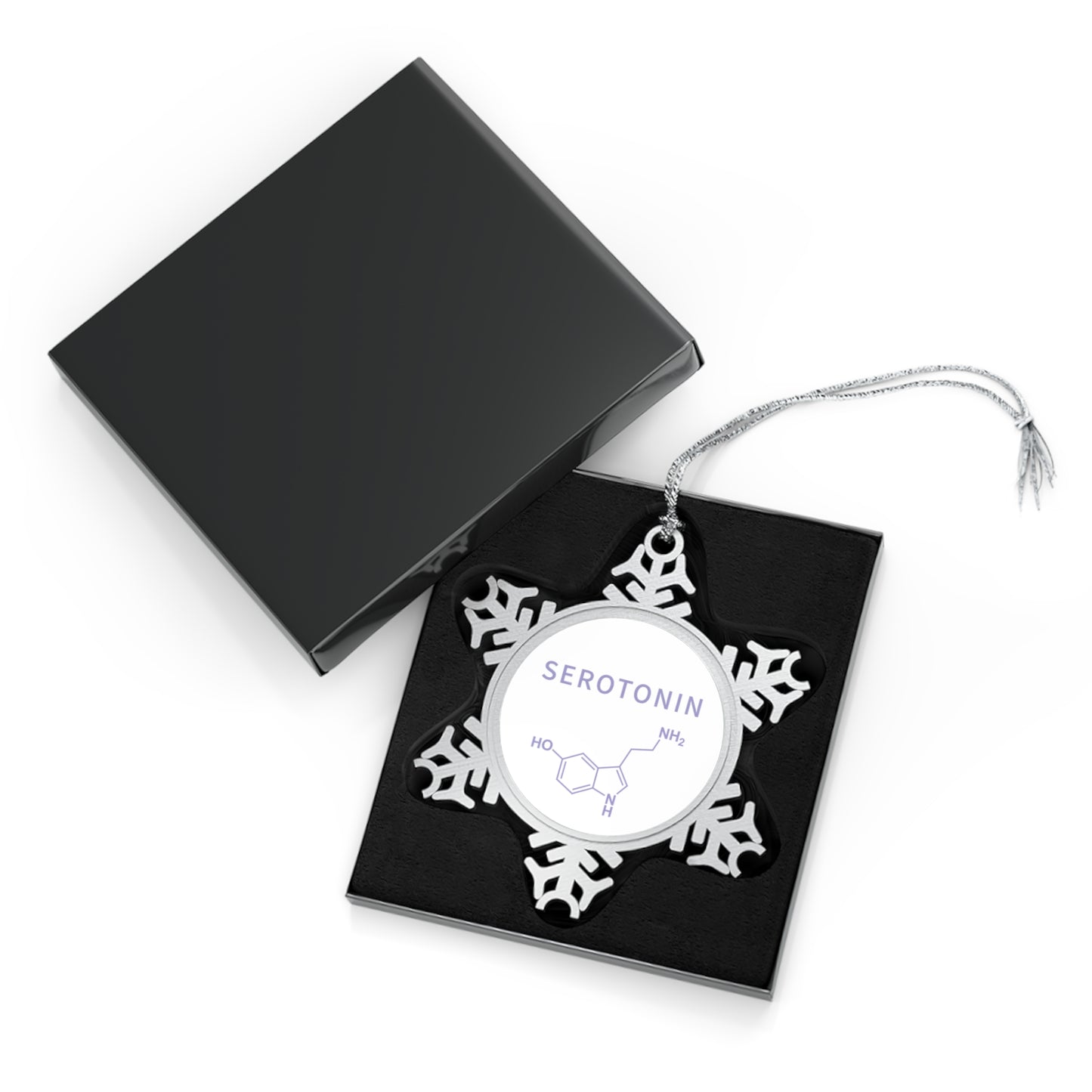 Pewter Snowflake Ornament — Serotonin Molecule Holiday Decoration