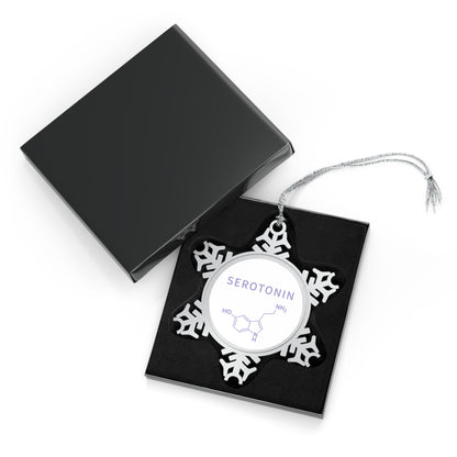 Pewter Snowflake Ornament — Serotonin Molecule Holiday Decoration