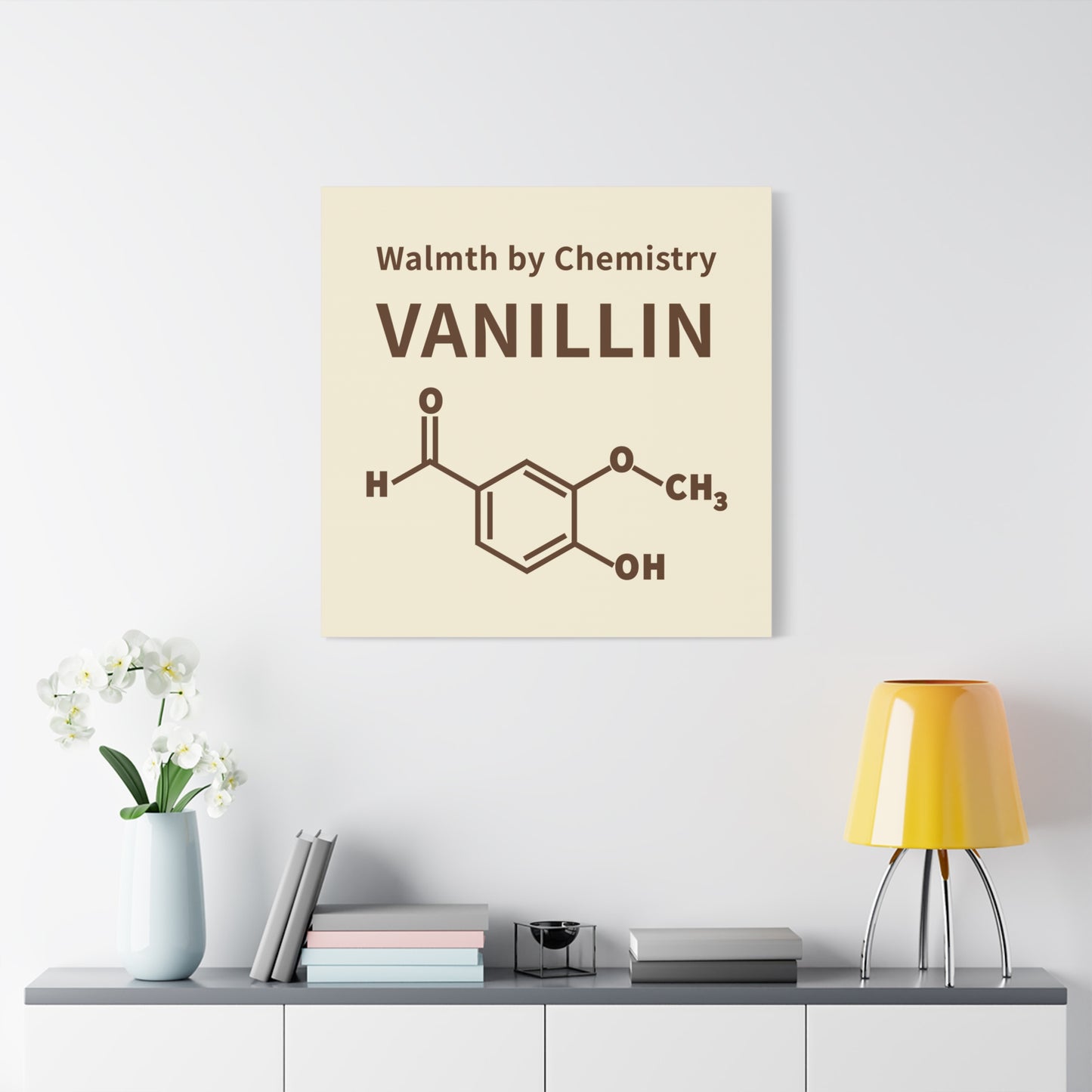 Vanillin Chemistry Canvas Art — 'Warmth by Chemistry' Molecular Wall Decor