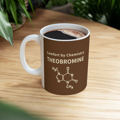Comfort Chemistry Mug — the Theobromine Molecule Ceramic Coffee Cup (11oz/15oz)