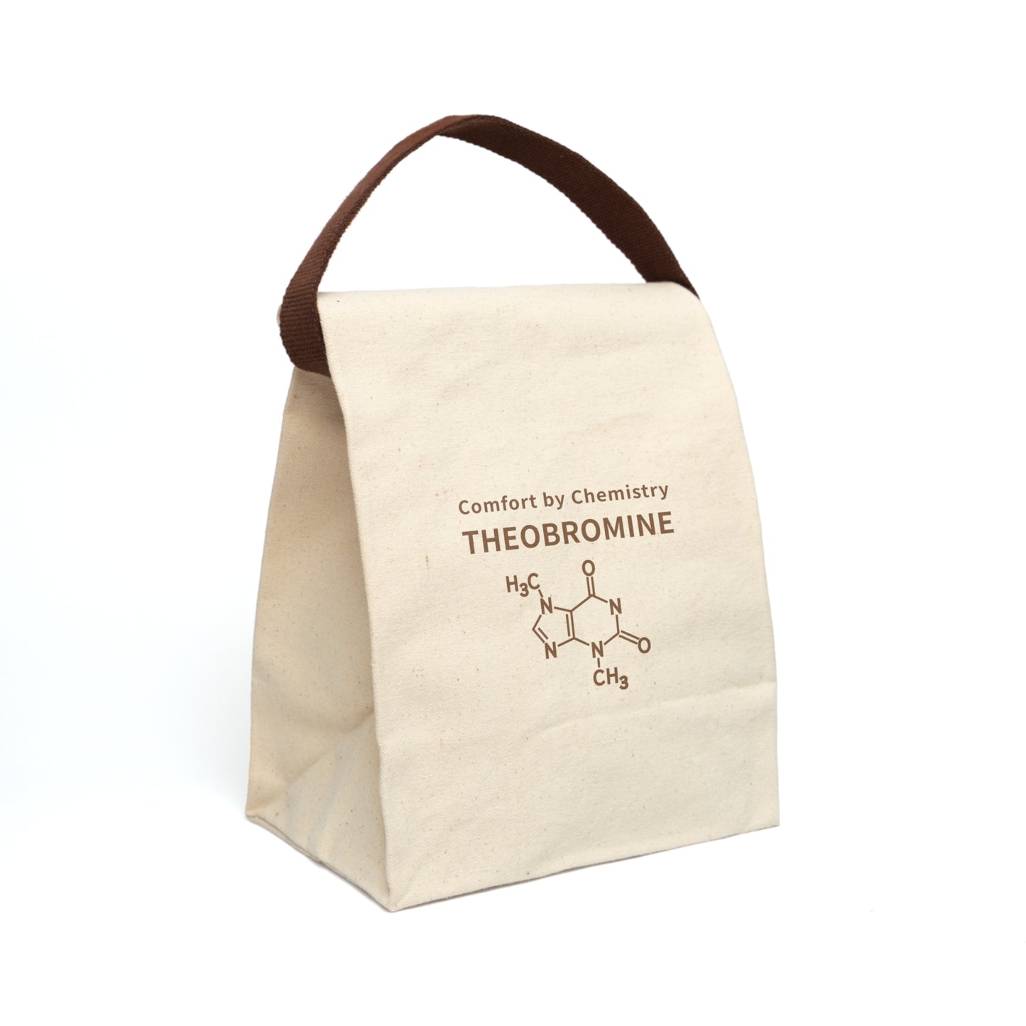 Canvas Lunch Bag — 'Theobromine' Chemistry Design (Insulated, Strap Handle)