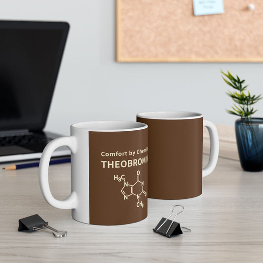 Comfort Chemistry Mug — the Theobromine Molecule Ceramic Coffee Cup (11oz/15oz)