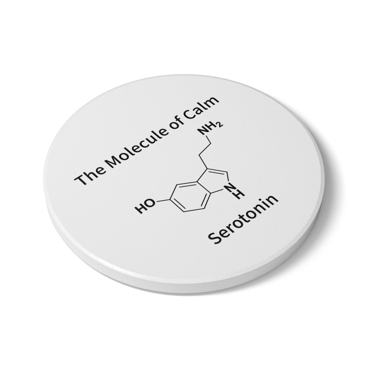 Serotonin Molecule Ceramic Coaster - The Molecule of Calm Chemistry Drink Coaster