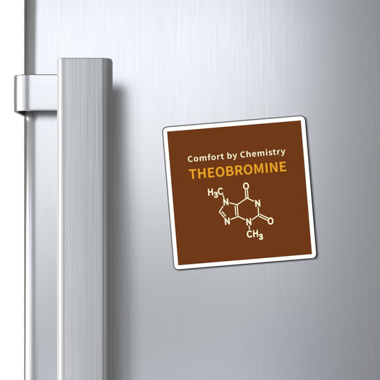 Theobromine Chemistry Magnet — "Comfort by Chemistry" Chocolate Molecule Refrigerator Magnet