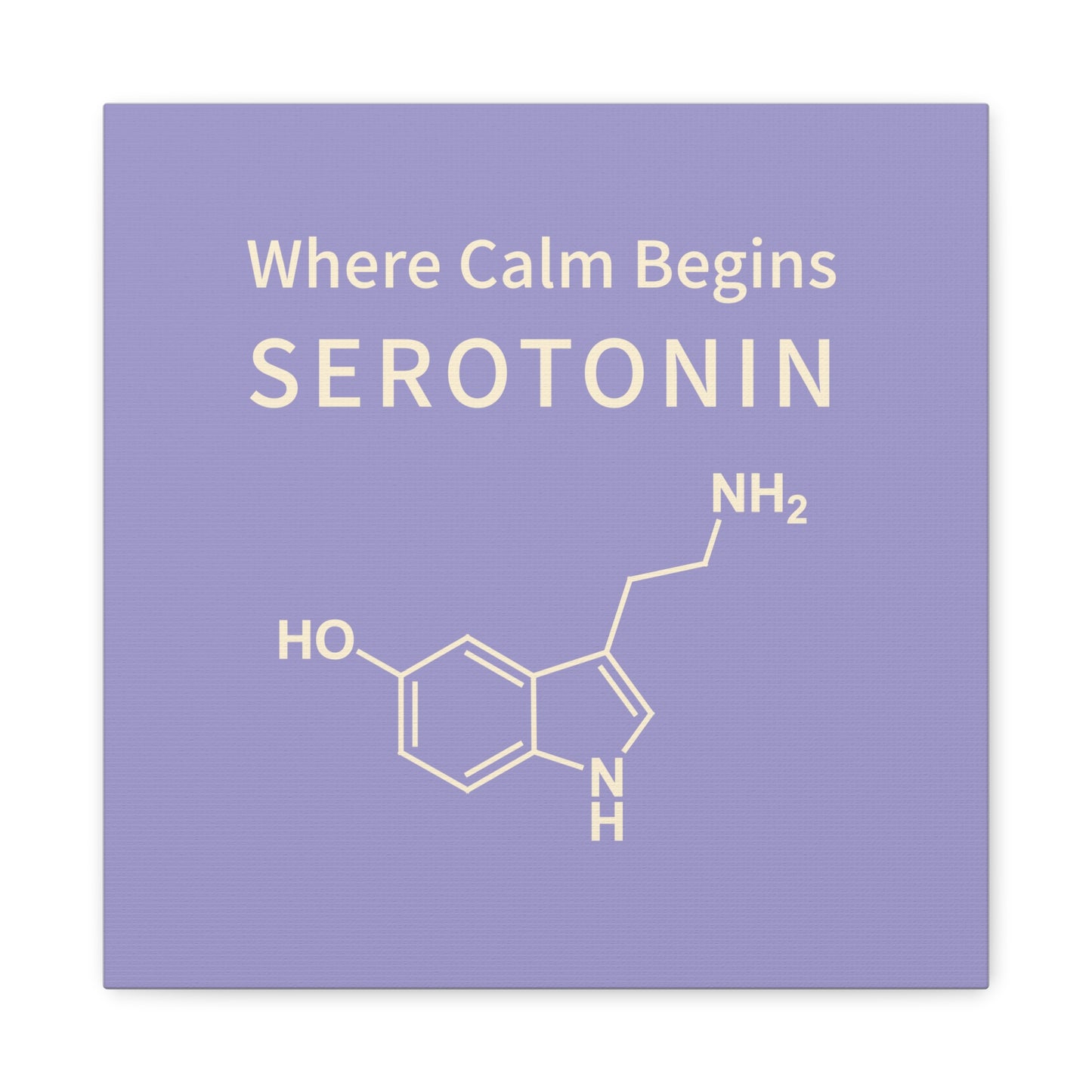 Serotonin Molecule Canvas Wall Art — "Where Calm Begins" Matte Stretched Canvas