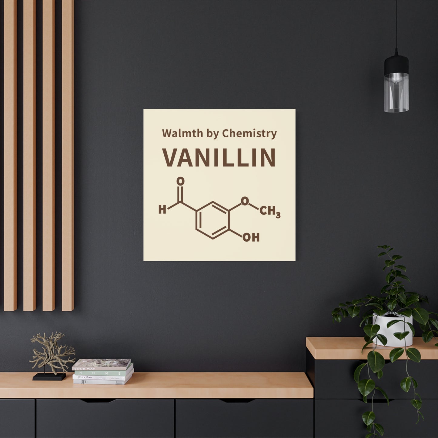 Vanillin Chemistry Canvas Art — 'Warmth by Chemistry' Molecular Wall Decor