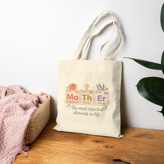 Mother Elements Tote Bag – "Mo Th Er" Floral Chemistry Gift for Mom