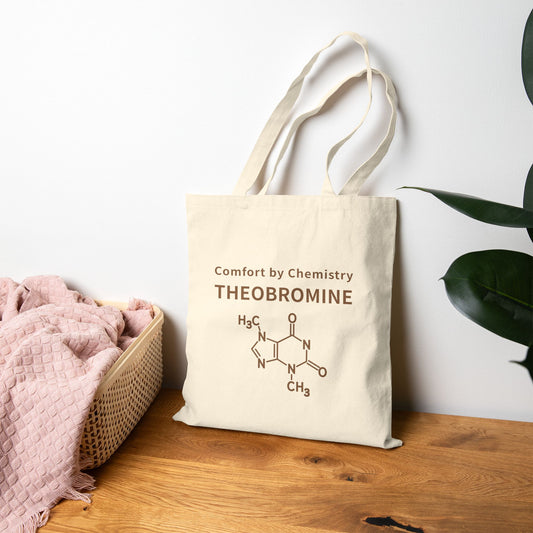 Theobromine Chemistry Tote Bag — "Comfort by Chemistry" Canvas Shopper for Chocolate Lovers & Science Fans